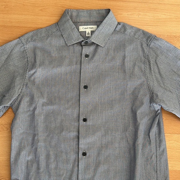 Blue circle print Calvin Klein youth 16 dress shirt - Picture 3 of 6